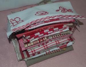1 Lot de  tissus anciens pour patchwork, scrapbooking, , 270 grammes, des petits morceaux, dominance rouge *