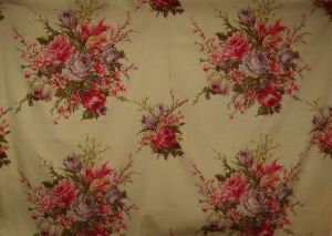   TISSU VINTAGE . TRES BEAUX BOUQUETS DE FLEURS