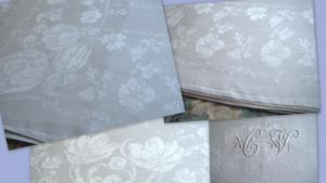 belle et grande nappe ancienne motifs de fleurs, tulipes , 280 x 200 cms