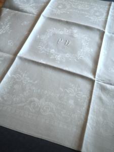 6 grandes et belles serviettes anciennes, monogramme PD