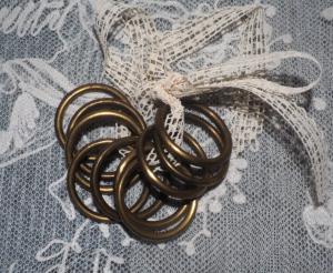 lot de 10 anneaux anciens pour rideaux en laiton