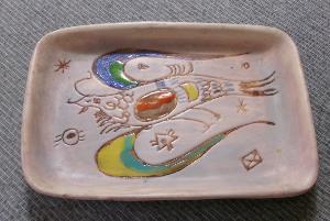 Petit plat ancien ou vintage céramique de Vallauris, Marie-Christine Treinen