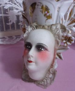 Grande tête , visage , ancienne , pour poupée de salon , grand modèle