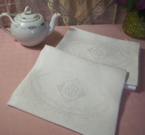 6 grandes serviettes anciennes , monogrammées BB, serviettes de table