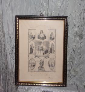  Beau souvenir de communion, 1880, dans un cadre noir et doré, 