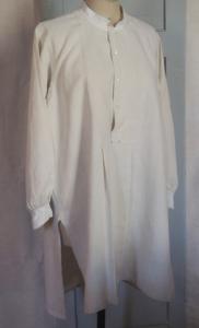 Chemise ancienne pour homme, en lin, 19ème, grande encolure