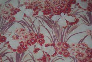 Tissu ancien fleuri , fin 19 ème / 1900