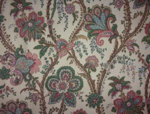 TISSU VINTAGE GRANDES FLEURS D INDIENNE **