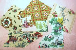 Un lot de tissus anciens et vintage, pour patchwork et à broder