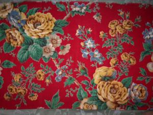 TISSU ANCIEN FLEURS ET ROSES