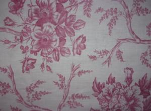 tissu ancien 19 ème beaux motifs de fleurs et d'églantines