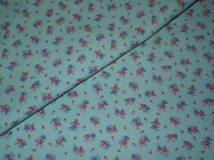 Tissu ancien mini fleurs, mini roses , poupée