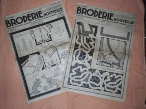 Broderie Nouvelle , revue ancienne de broderie 1936 ,2 numéros 