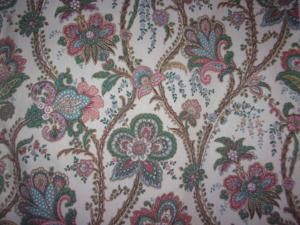 TISSU ancien ou vintage GRANDES FLEURS D INDIENNE... PAUL DUMAS