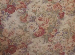 Tissu ancien 1900, très beaux motifs de fleurs tons doux 