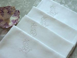 6 très grandes et belles serviettes anciennes , monogramme ED