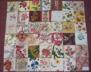    Lot de 42 petits coupons de tissus anciens pour patchwork..