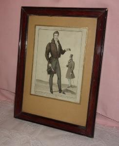  GRAVURE DE MODE ANCIENNE. HOMME. 1820. RARE  ***