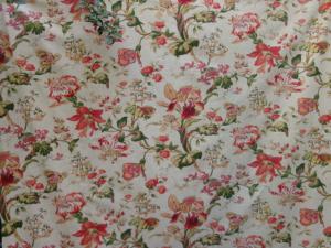 Tissu vintage, superbes fleurs d'iris et de lys