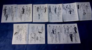 5 DOUBLES PAGES de la revue ancienne LE MIROIR DES MODES , années 1922,1923,1924