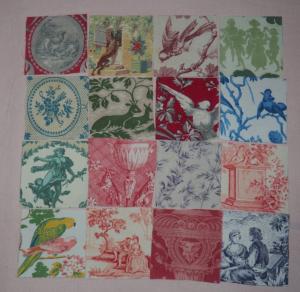 LOT DE 16 COUPONS DE TISSUS ANCIENS POUR PATCHWORK, avec motifs