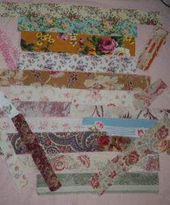  1 Lot de chutes de tissus anciens pour patchwork, 100 grammes, des bandes