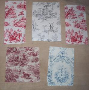 Lot de coupons , tissus anciens , toiles de Jouy, patchwork