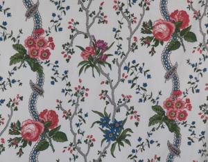 Tissu  vintage, jolies fleurs et roses, tissu ancien