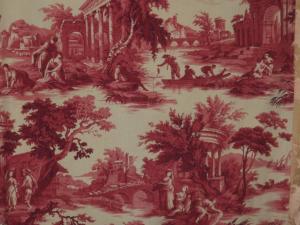 Tissu ancien , impressions toiles de Jouy, scènes à l'antique