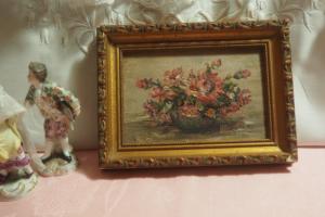 Charmante petite peinture ancienne ,  de fleurs